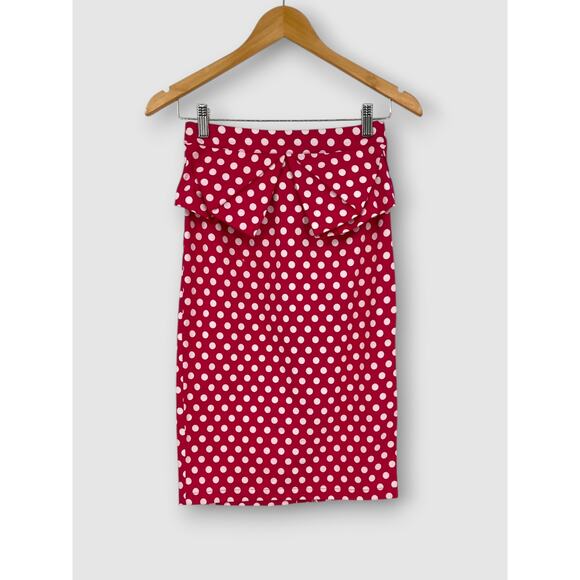 Grace Karin Dresses & Skirts - Grace Karin Polka Dot Peplum Pencil Skirt Retro Pin Up Ruffle Waist Size S